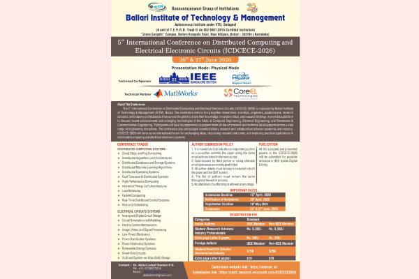 5th International Conference on Distributed Computing and Electrical Electronic Circuits (ICDCECE-2026)